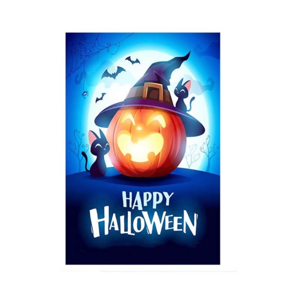 Spooky Pumpkin & Cat Happy Halloween 12.5”x18” Outdoor Garden Flag NWT